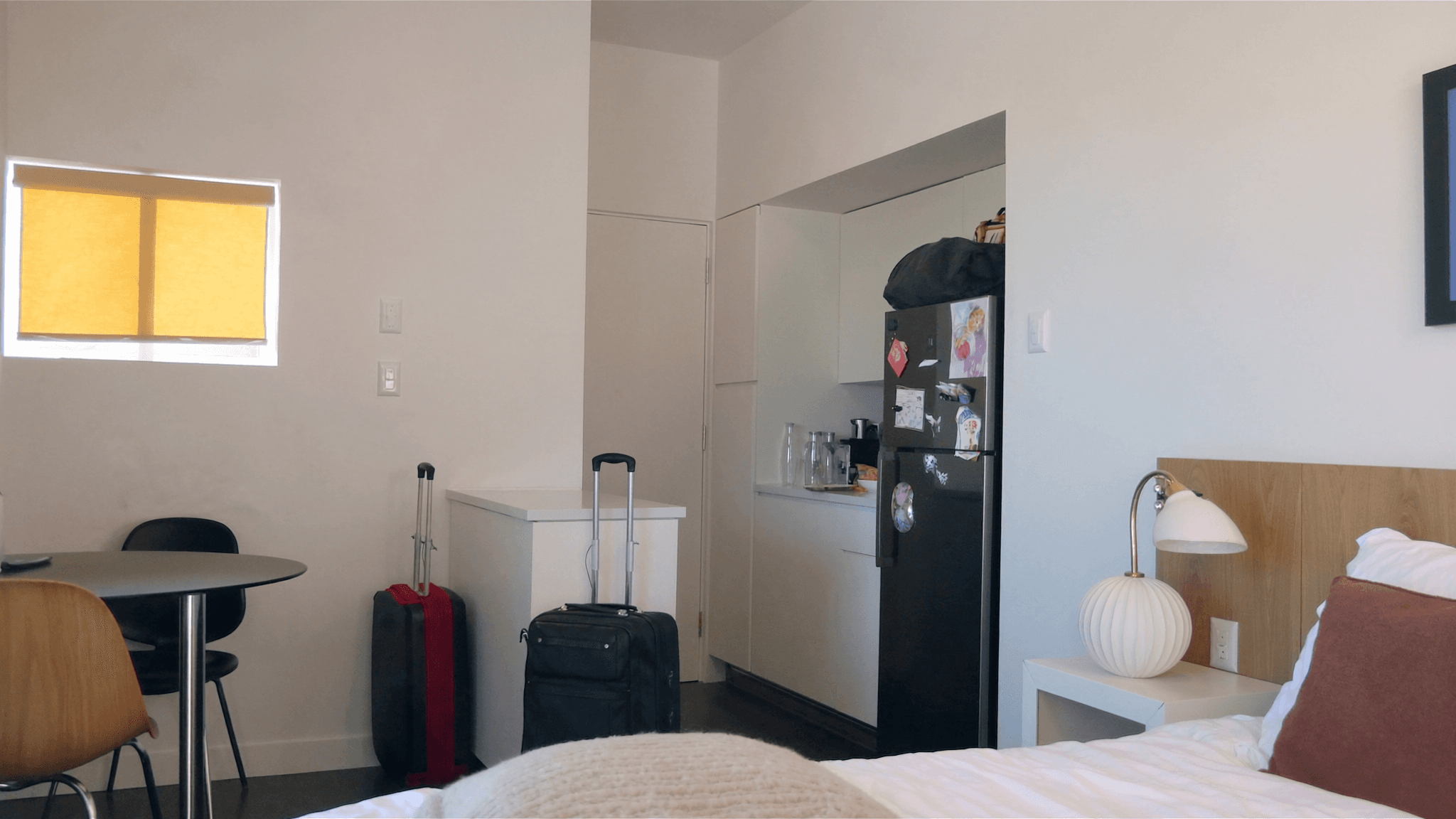 Fully furnished co-living bedroom interior — managed, suitcase-ready investment property