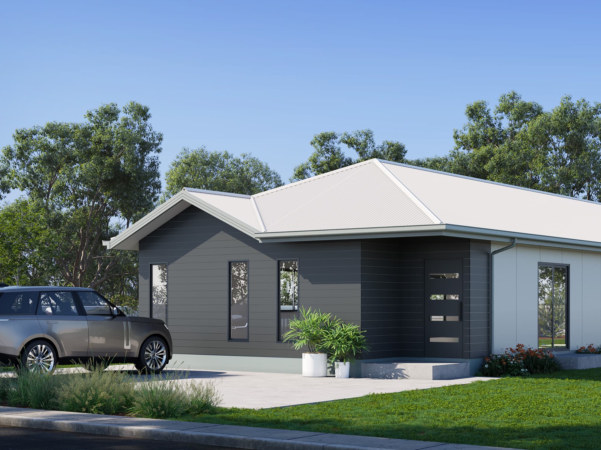 Hayman lowset façade — 3D render, Brisbane rooming house design